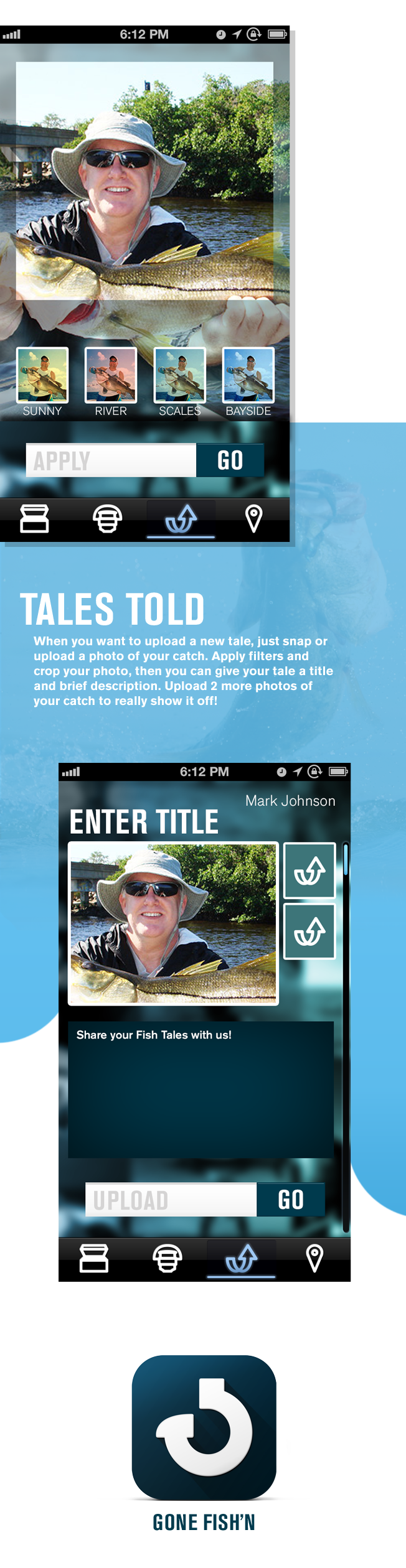 fish fishing app iphone user Interface user interface design graphic UI brand ios creative identity