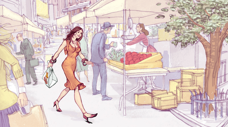 Storyboards Fast food women city street