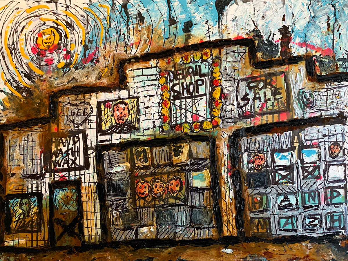 sharpie acrylics canvas texture Expressionism Dystopia sketch Drawing 