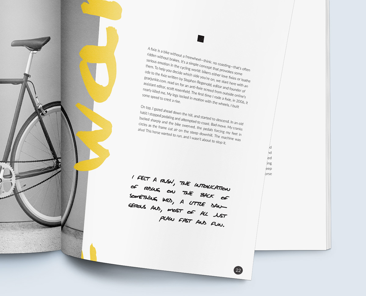 fixie editorial spread magazine Layout Bike minimal fixed print design