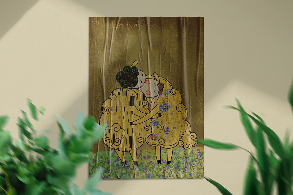 artwork Eid EidalAdha sheep Gustav Klimt The kiss digital illustration