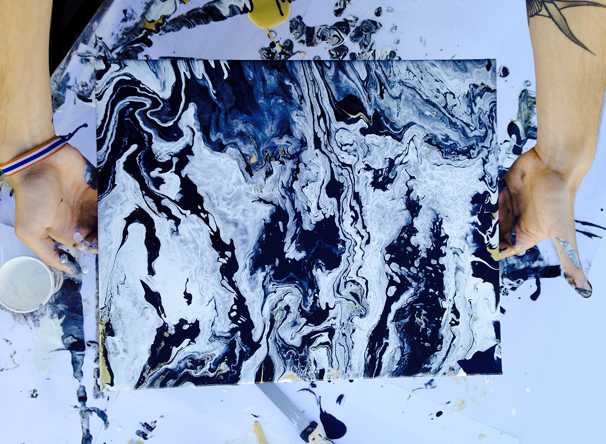 fluid acrylic painting Fluid Painting pouring acrylic Black&white gold poured painting abstract