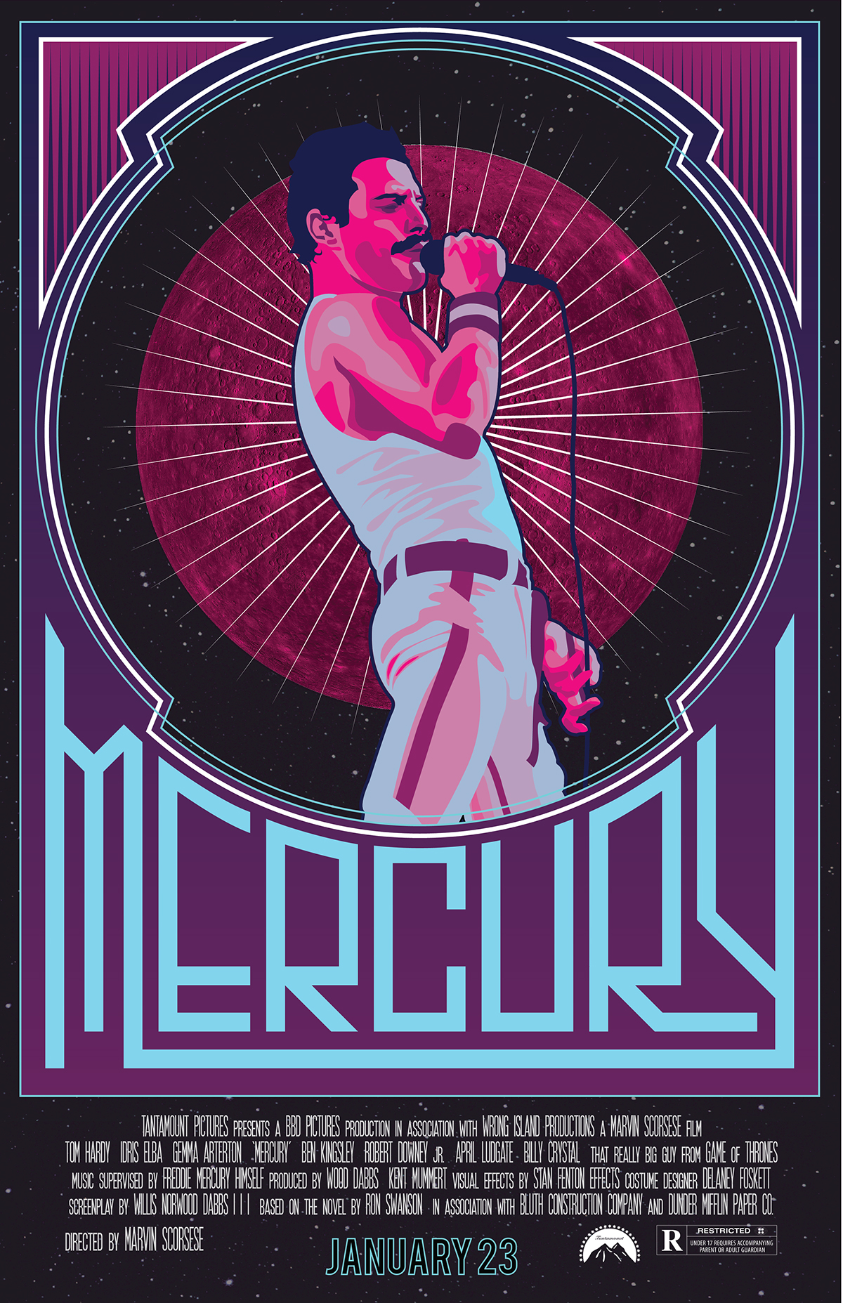 Adobe Portfolio Freddie mercury poster movie design ILLUSTRATION  queen tribute