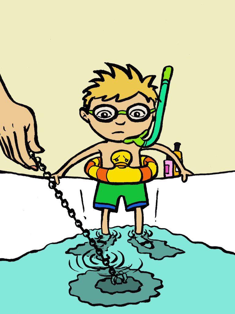 book illustration chilren's book illustration bath kid shark boat ship