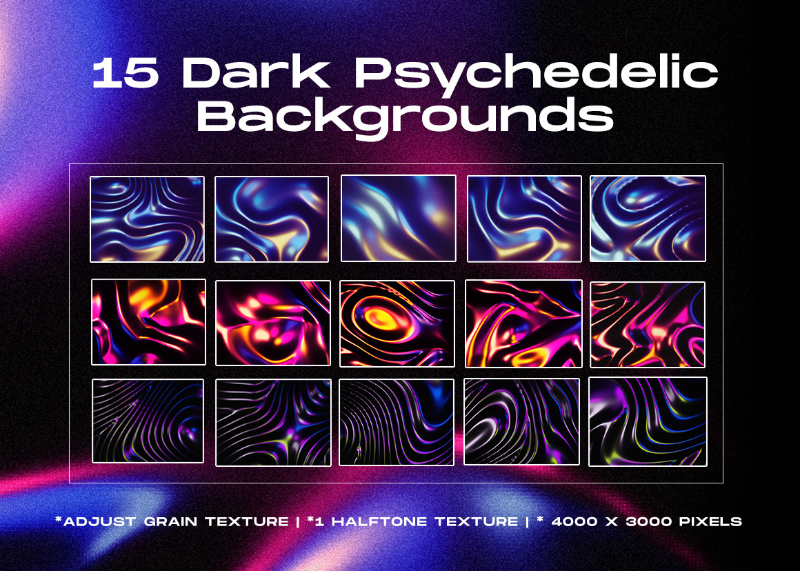 3D Adobe Portfolio art background colorful dark holographic psychedelic texture