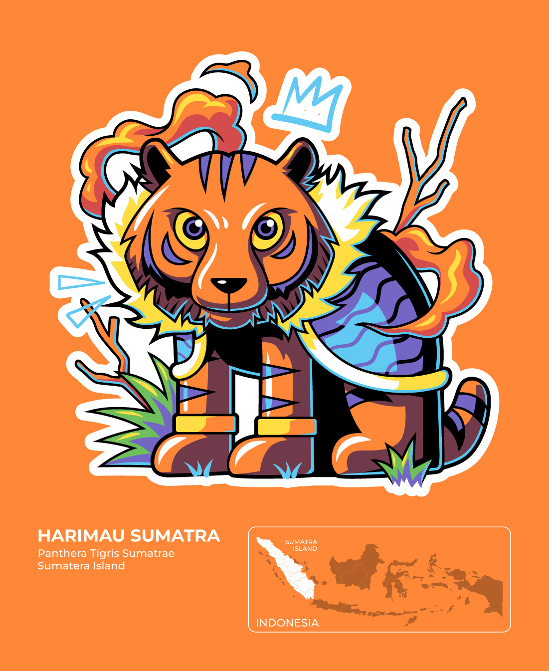 sticker animal cute orangutan komodo indonesia vector adobe illustrator Mascot Character