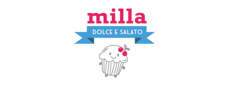 brand Milla dolci pasticerria cupcakes iphone mokeups torte panna identity magenta ciano happy paste