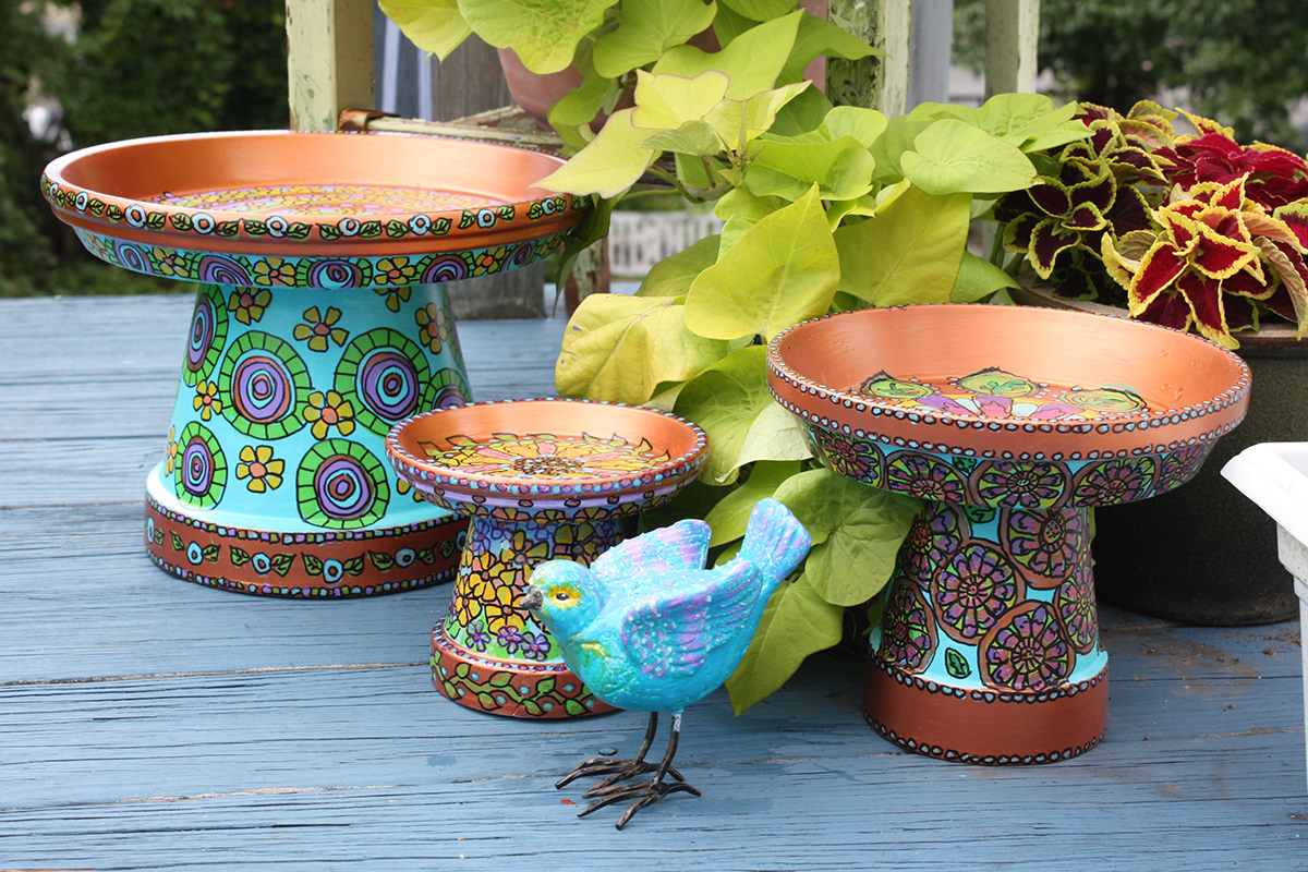 garden decor  Birdbaths Clay Pots 