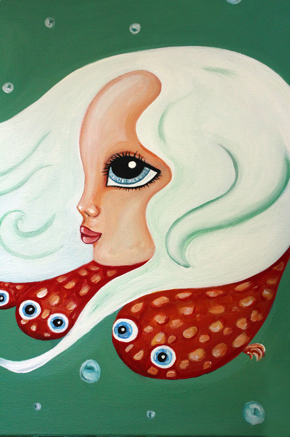 water figures portrait fish whimsical TRADITIONAL ART acrylic fantasy