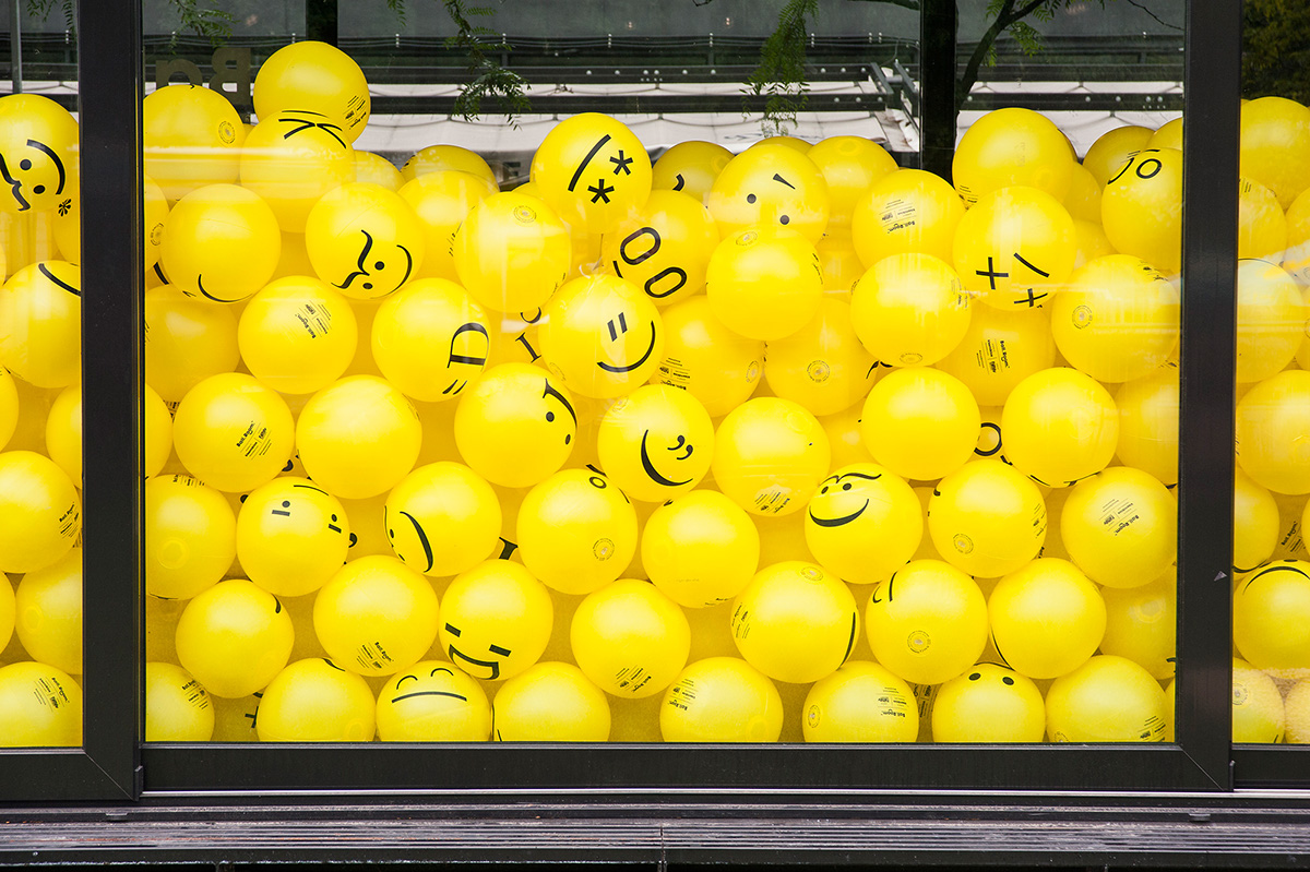 emojiballroom Emoji Emoticon ball installation Art Installation Inflatable Installation