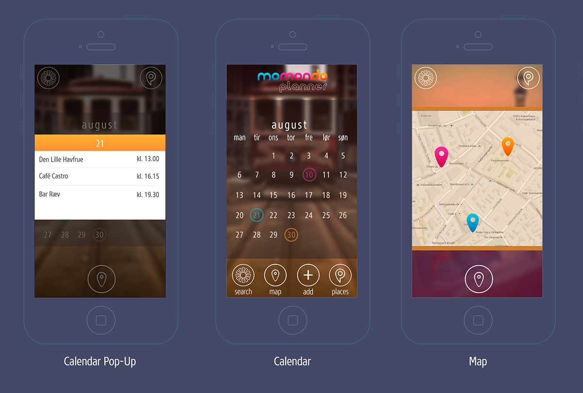Travel planner app multimedia design