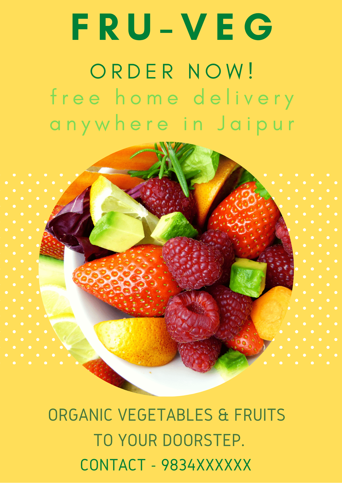 Basil flyer fruits home delivery marketing   mint mulberries poster strawberry vegetables