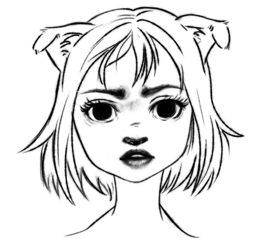 lip red sketch boceto furry dog girl sad work in progress