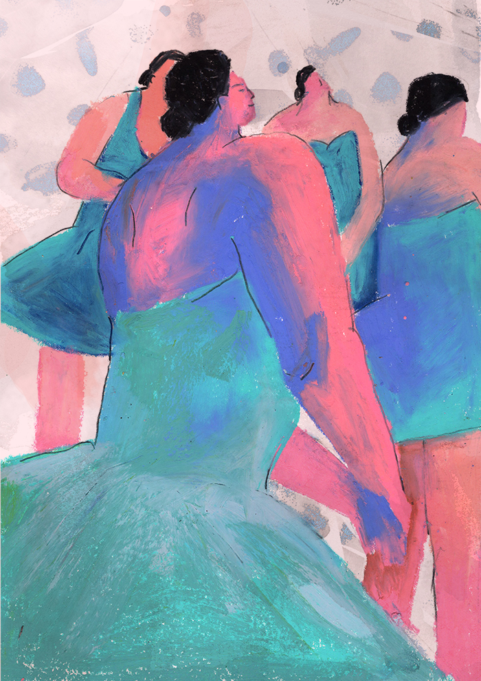 ILLUSTRATION  illust ballerina Ballerinas art pink blue