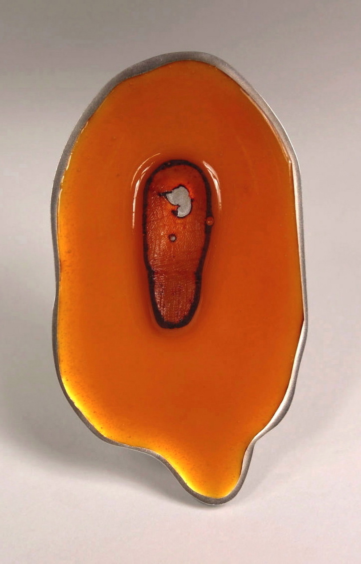 polyurethane  rubber silver brooch imprint