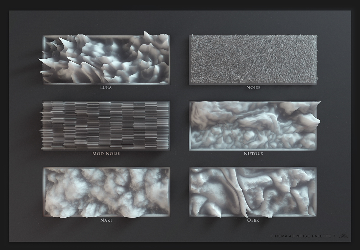 cinema4d Patterns procedual art 3D download tutorial MTP sculpture abstract digital pattern noise displacement