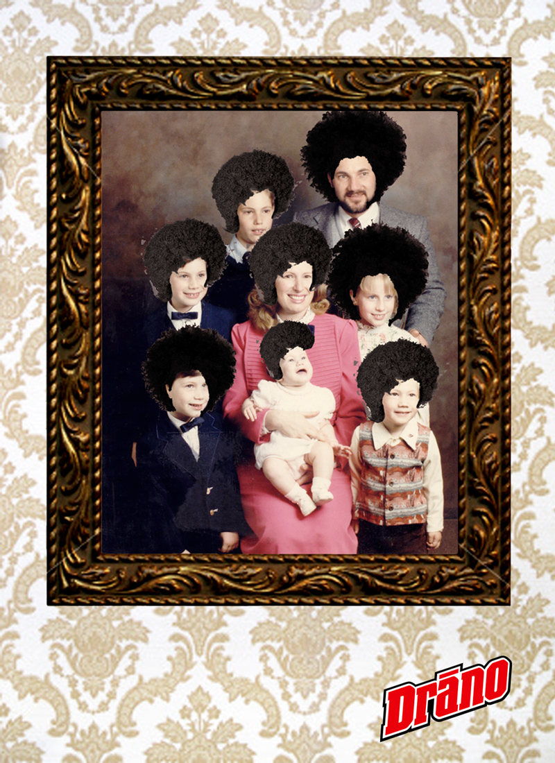 drano long hair Comedy Ad Family photo 80's Styling