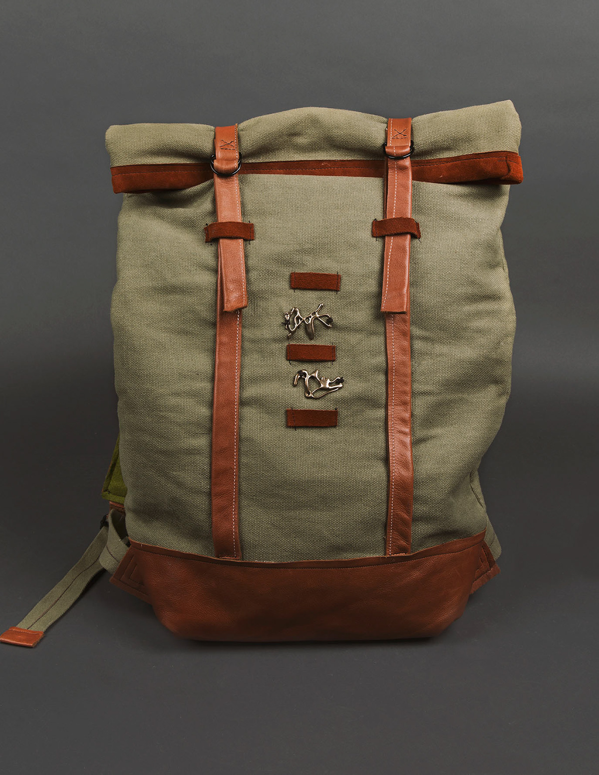 rolltop backpack craft leather hemp wool handmade SCAD