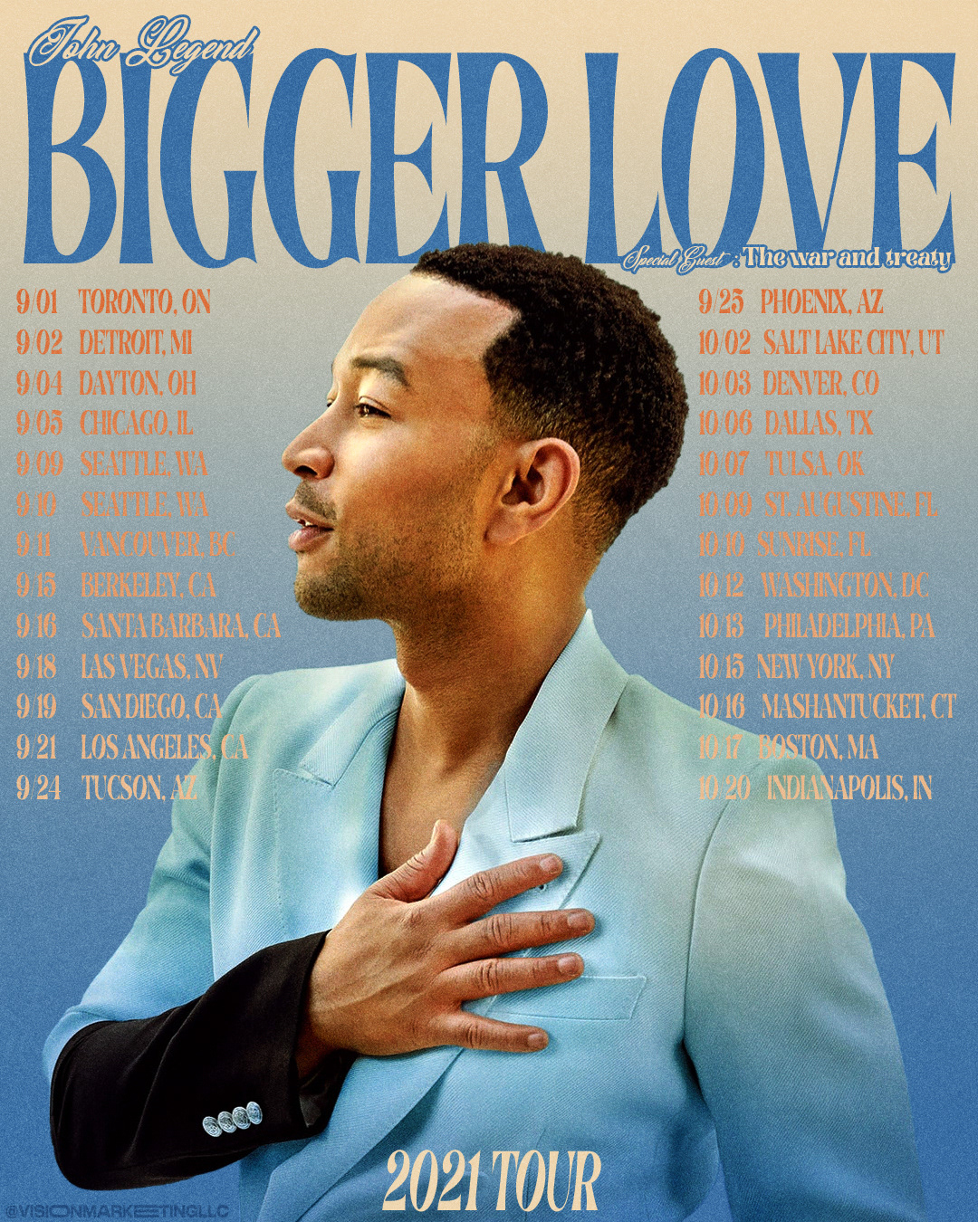 Bigger Love Tour concept concept art graphic design  John Legend merch concept merchandise poster tour tourposter