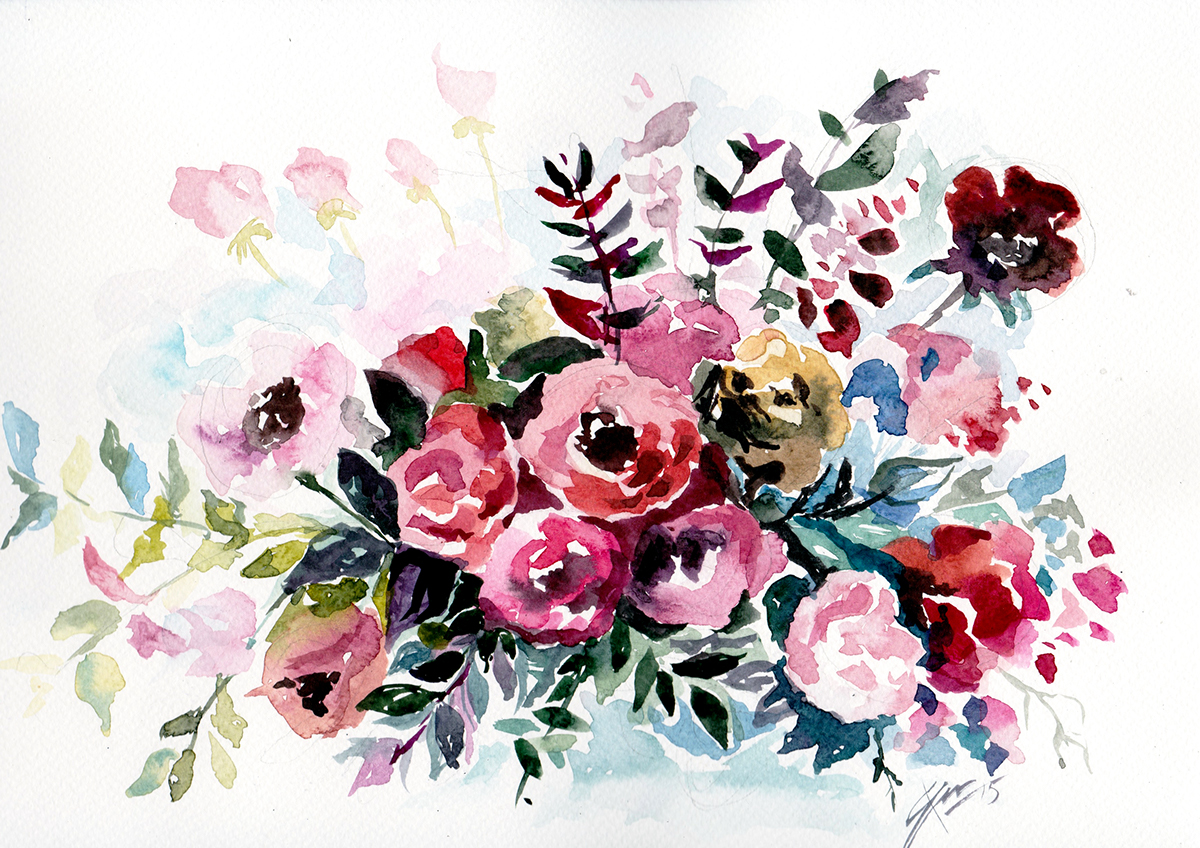 Flowers art Love Nature watercolor