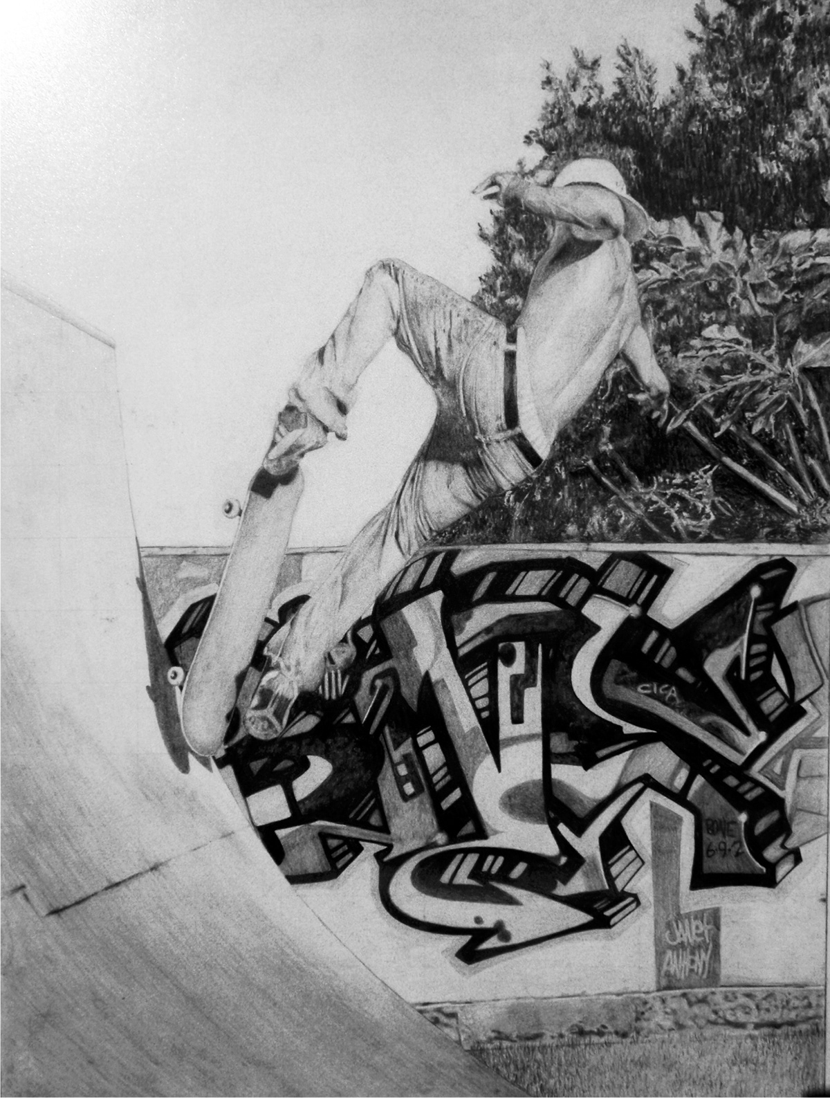 pencil sketching  skateboarding wall art pictures