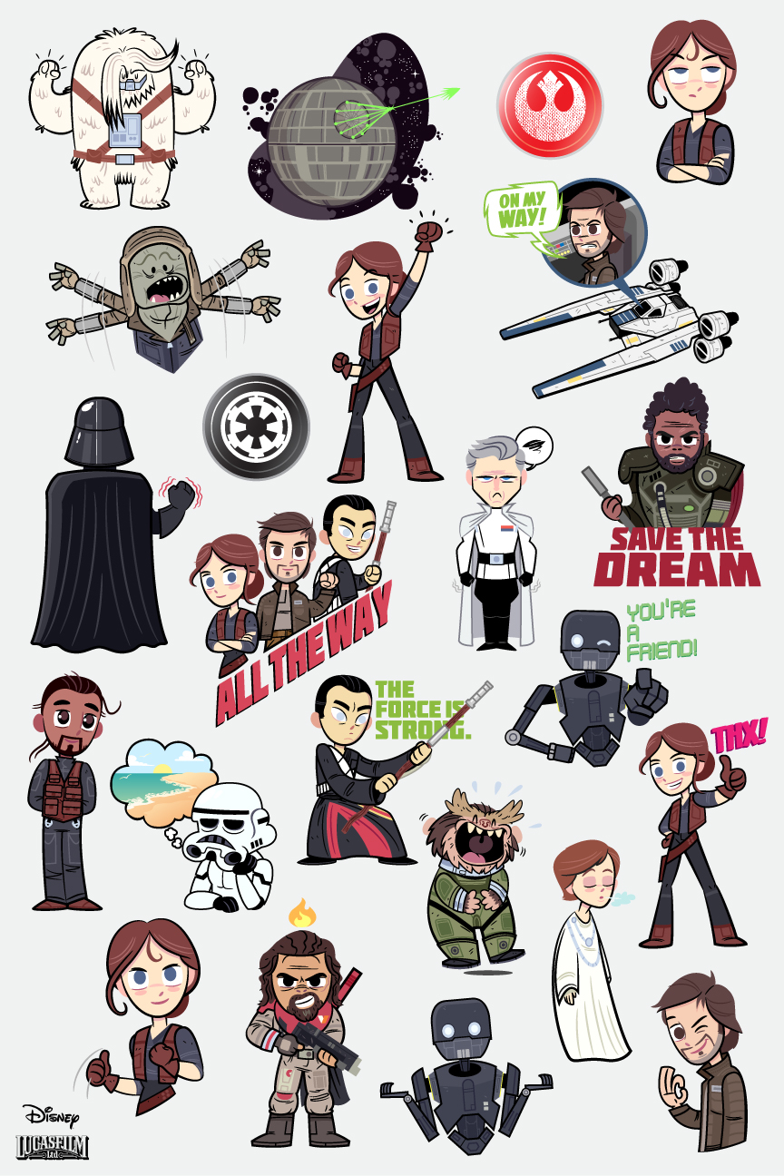 star wars rogue one Digital stickers Character design  ILLUSTRATION  Lucasfilm disney