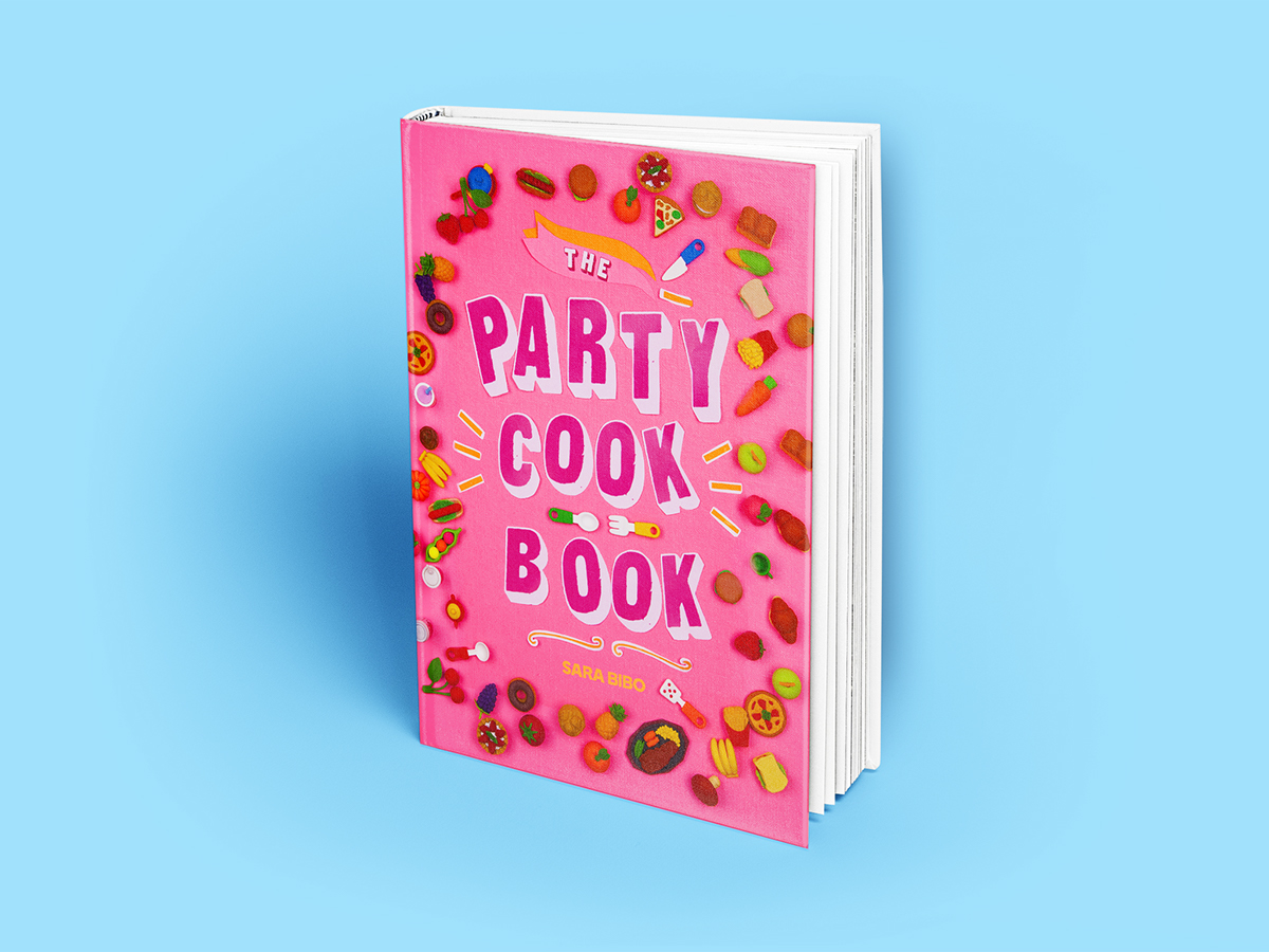 book cover handmade kids cook party festive pink Food  ice cream Pizza fruits cake Deserts children