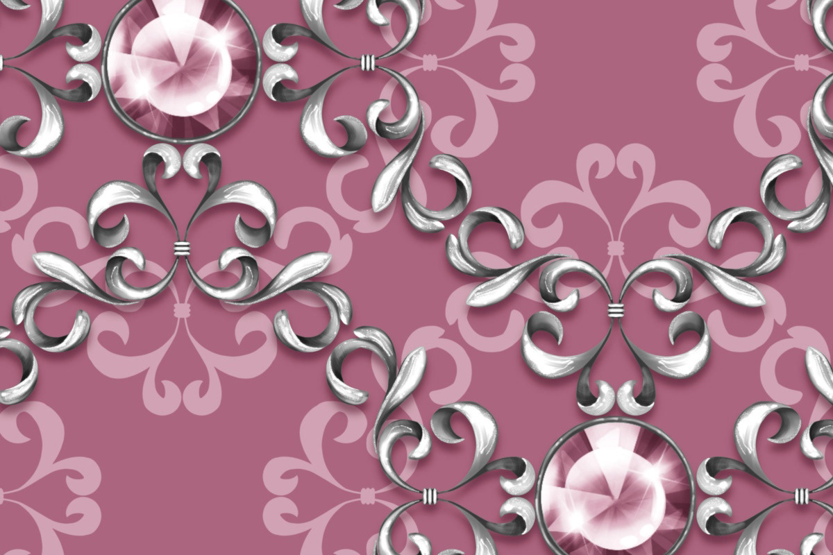 baroque pattern seamless pattern silver luxury digital painting Procreate Surface Pattern surface design Gems silver pattern