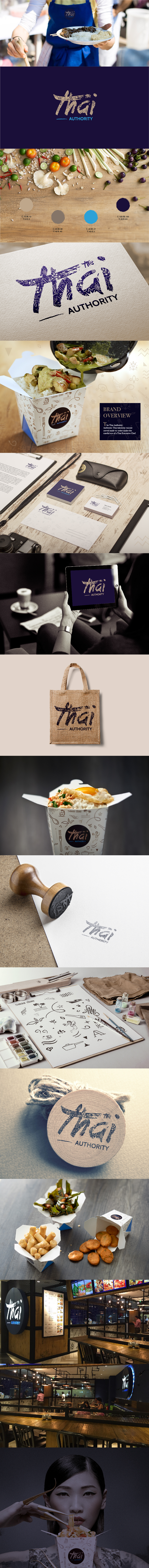 restaurnat Thai Food  fast blue pattern identity business take away asian