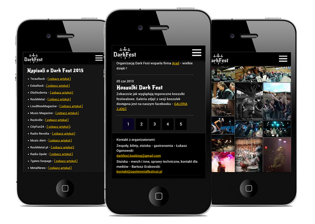 strona www internetowa darkfest festiwal interfejs