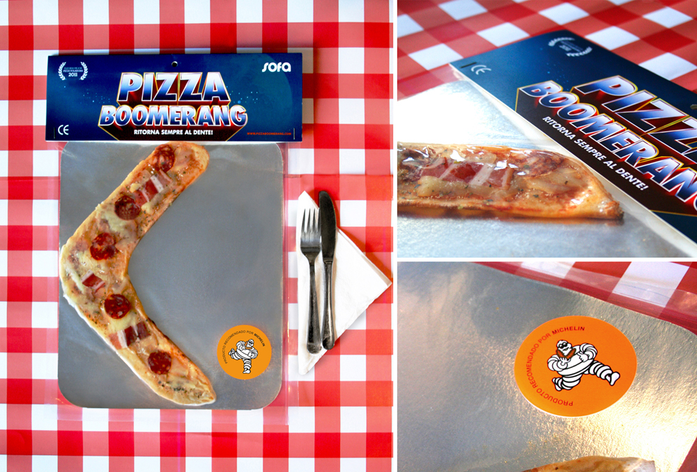 Sofa Experience Pizza Boomerang Von Boomerang Manuel Lemus Ibra Muñoz Nico Zarza Pack Pizza barcelona Food  Promotional gift