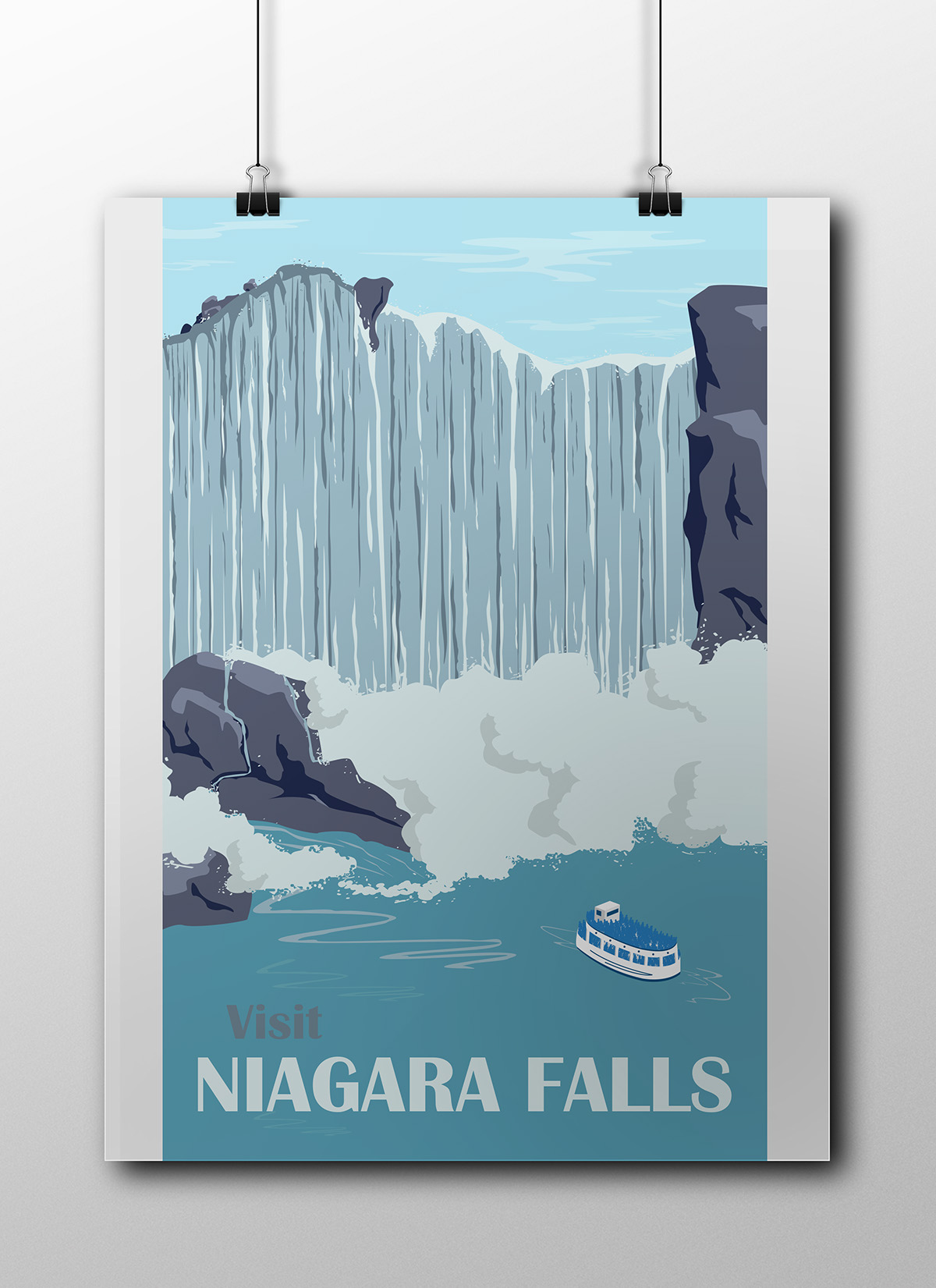 niagara falls wpa National Park waterfall boat water Foam mist poster
