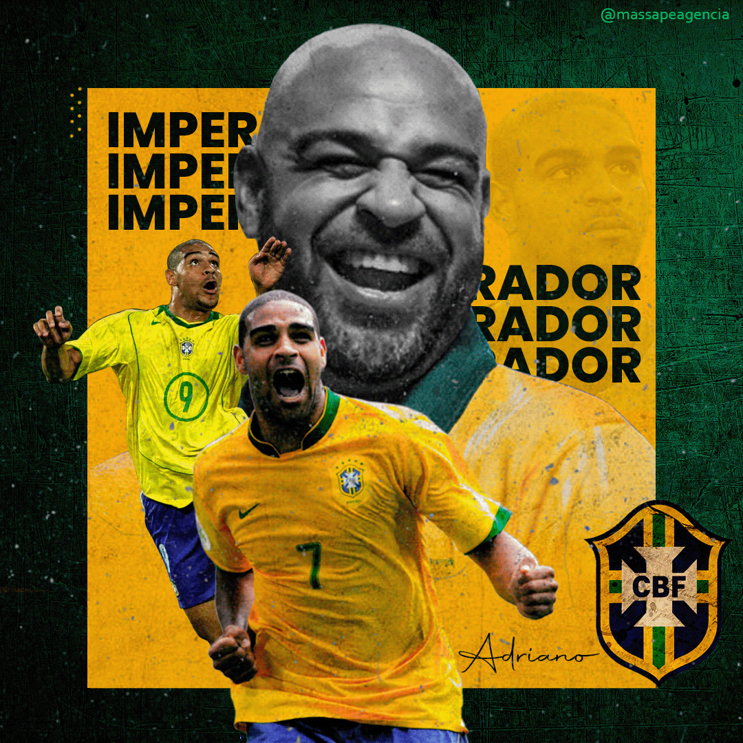 Adriano Imperador CBF colagem futebol imperador seleção brasileira