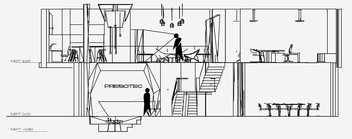 contract furnituredesign Corporate Design Office Design workspace showroom tech robot lab Staircase geometric Mexican Design mexico workplace