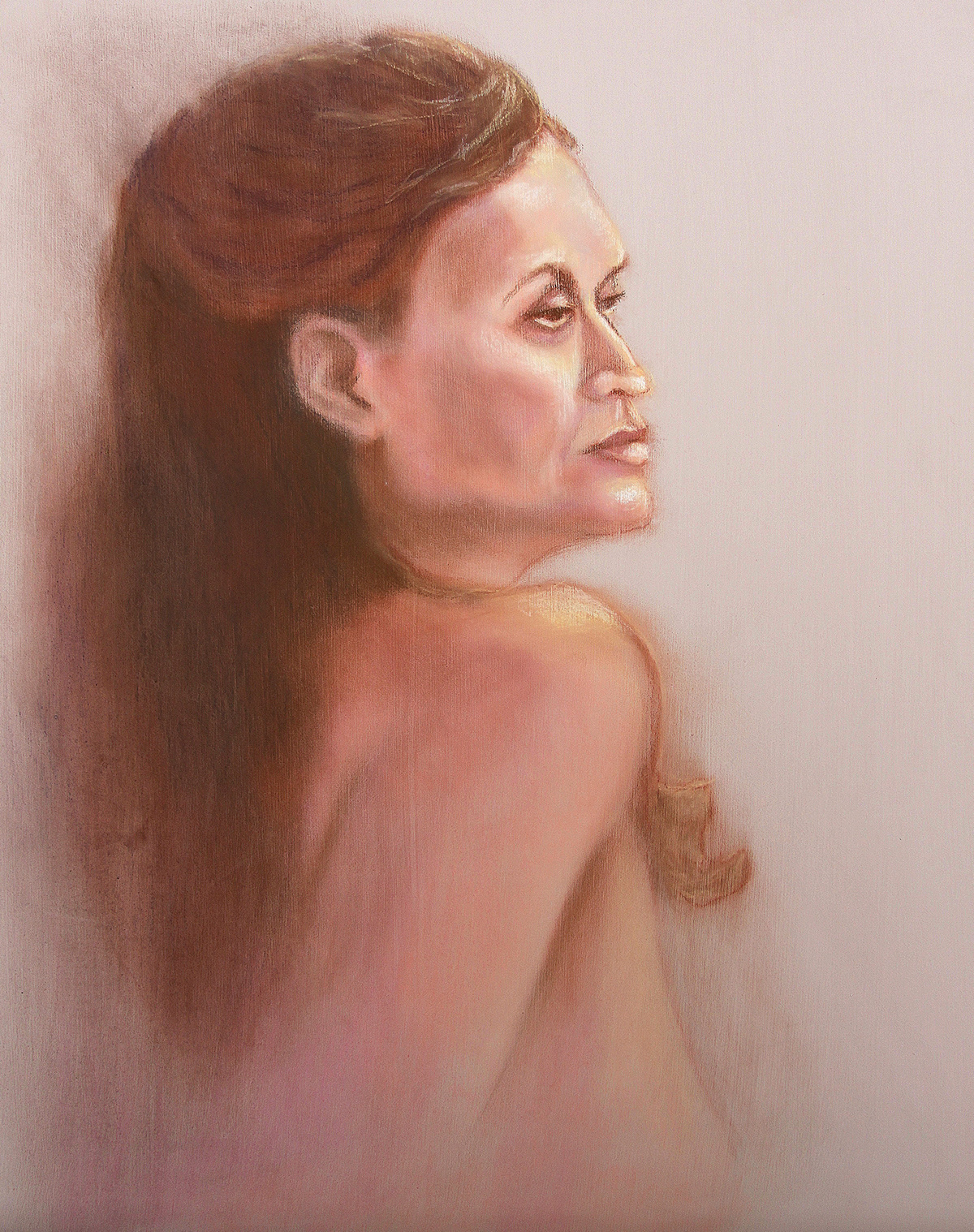 pastel conte line drawing portrait Freehand Sketching