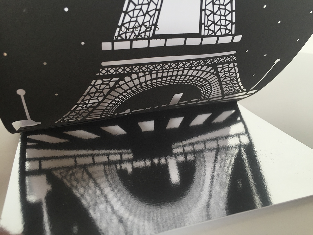 yves saint laurent luxe paper perfume paper lace black & white eiffel tower Paris cards mirror