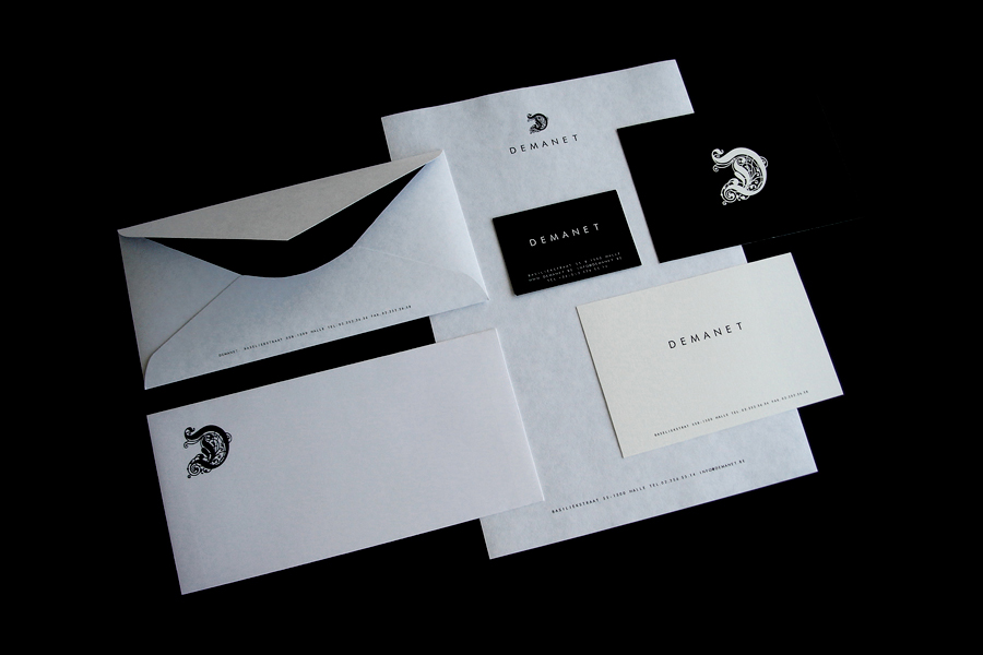 pagacking black White demanet alexandra mendes luxury stationary Logo Design collateral material blank