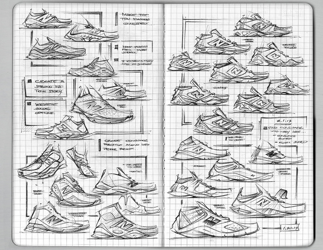 sketch  sketches sketching footwear sneakers shoes sketchbook New Balance matt dealmeida matthew dealmeida
