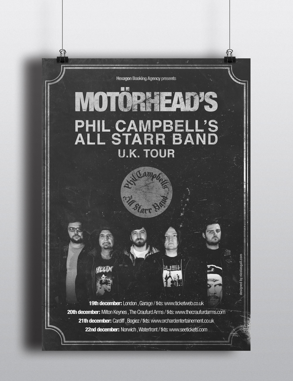 motorhead flyer poster rock metal Phil campbell phil campbell All Starr guitar stoner