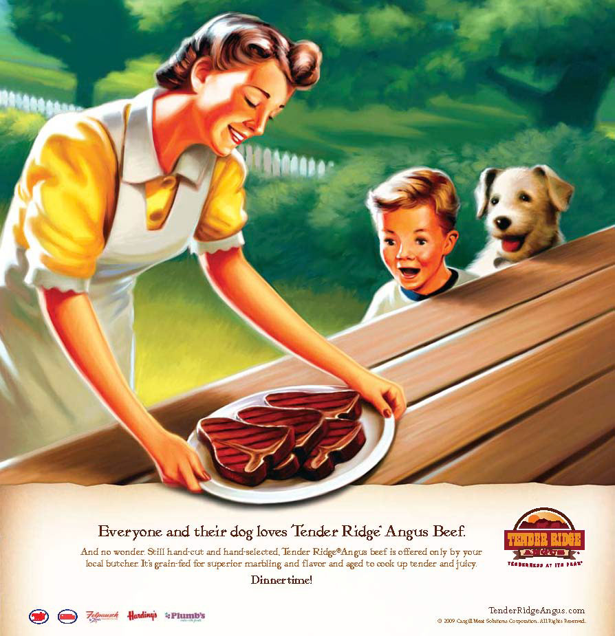 Tender Ridge Angus beef angus beef Tender Ridge Retro Michigan barbecue picnic dog dogs Everyone and their dog Dinnertime dinner
