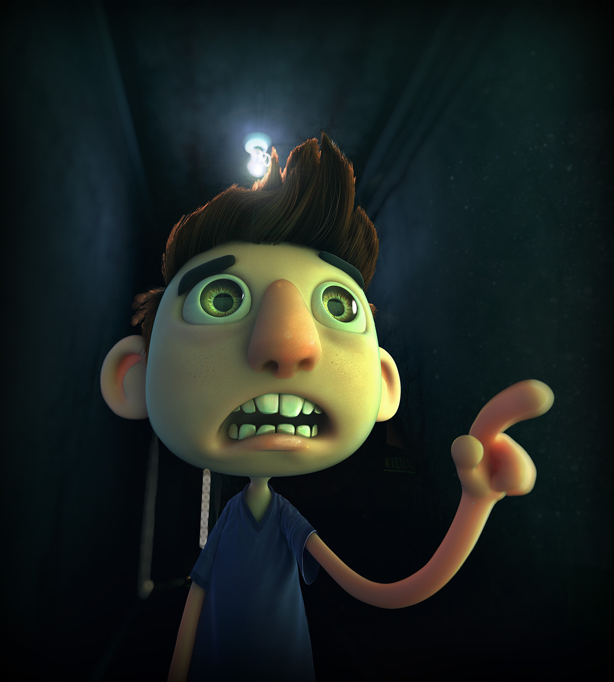 cartoon Character corridor dark 3D