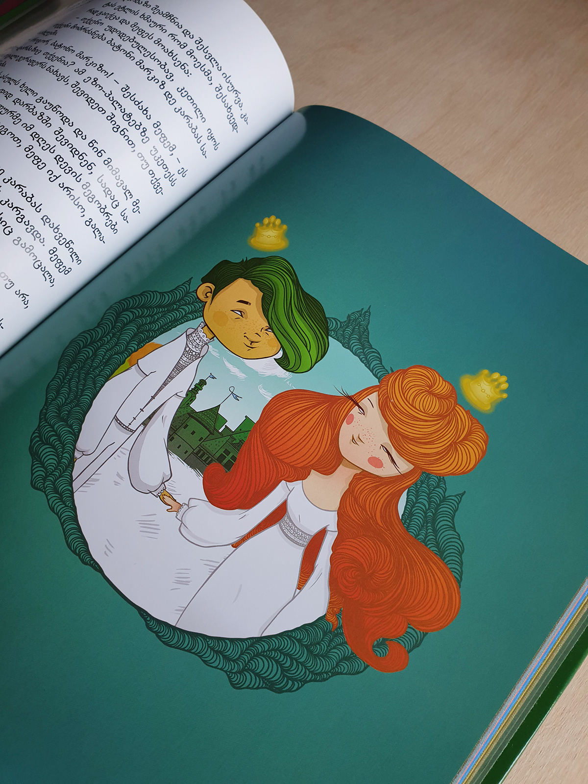 fairy tale kids Illustration for book Charles Perrault fairy tales