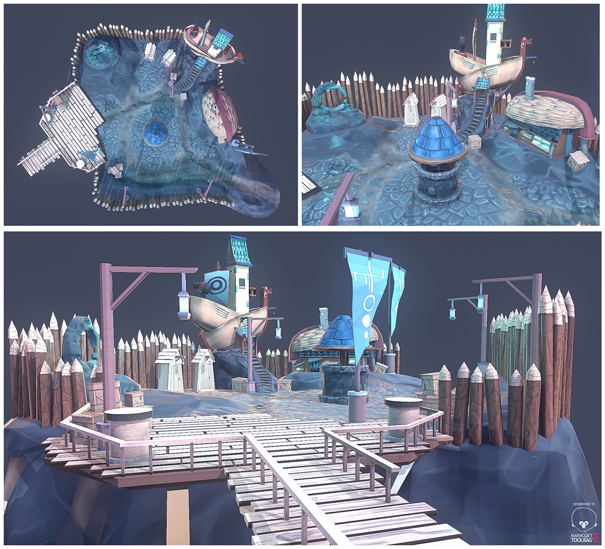 Zbrush Marmoset autodesk maya Maya photoshop 3D environment town