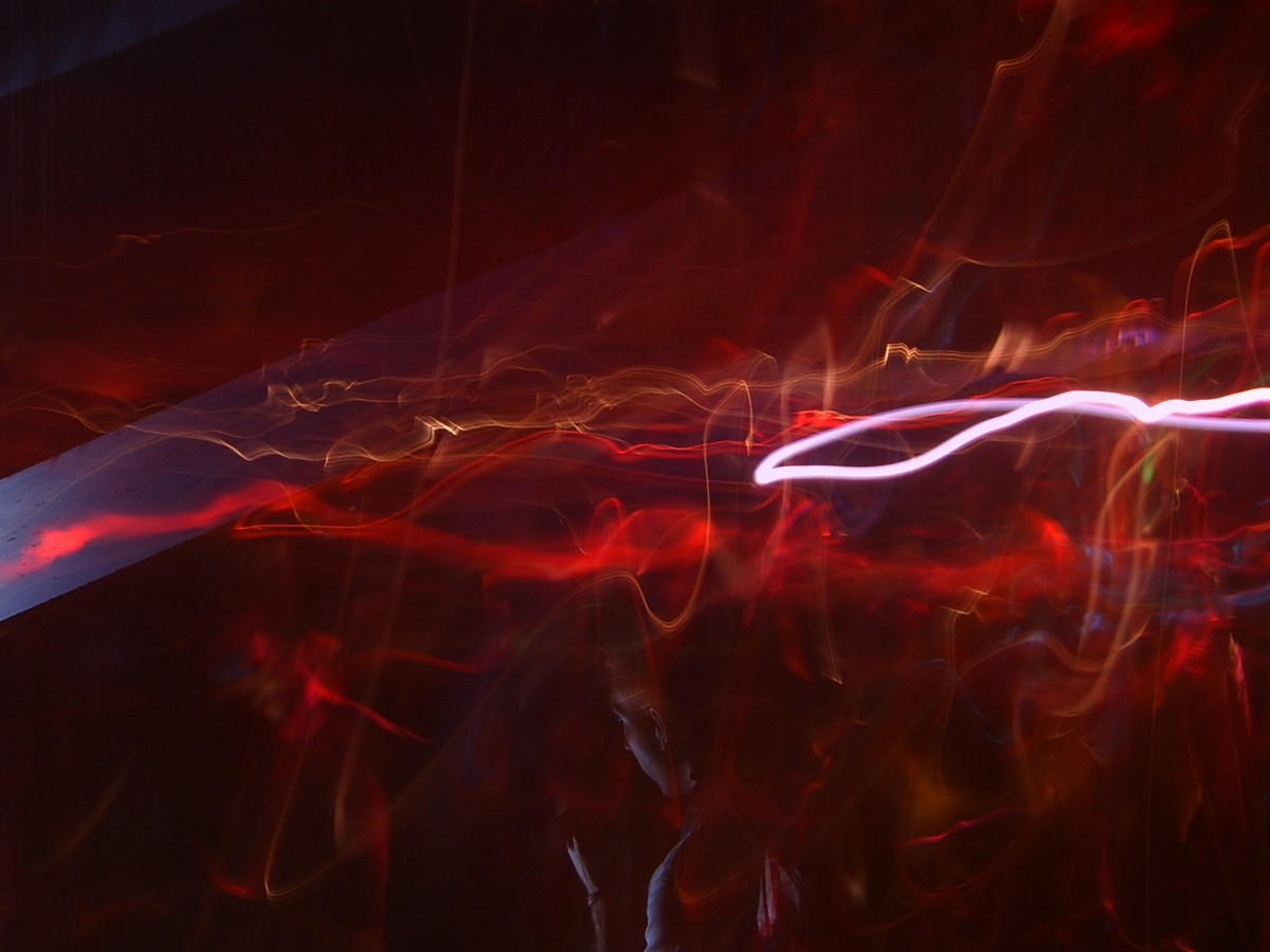 neon light movement fractured space shutter speed aperture installation led
