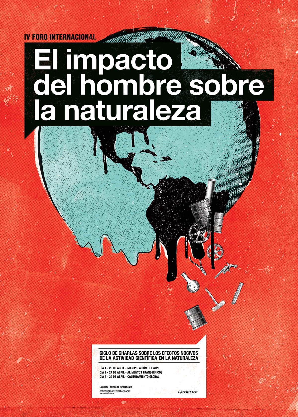 Gabriele uba afiche poster Greenpeace estados del mundo Contaminación adn mundo pastillas Alimentos transgenicos diseño ilustracion