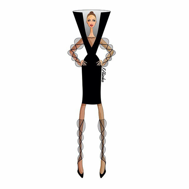 fashion illustration Beauty Illustration sketch catwoman lace chiffon dress suit Style art sparkle leggins plumage models chic
