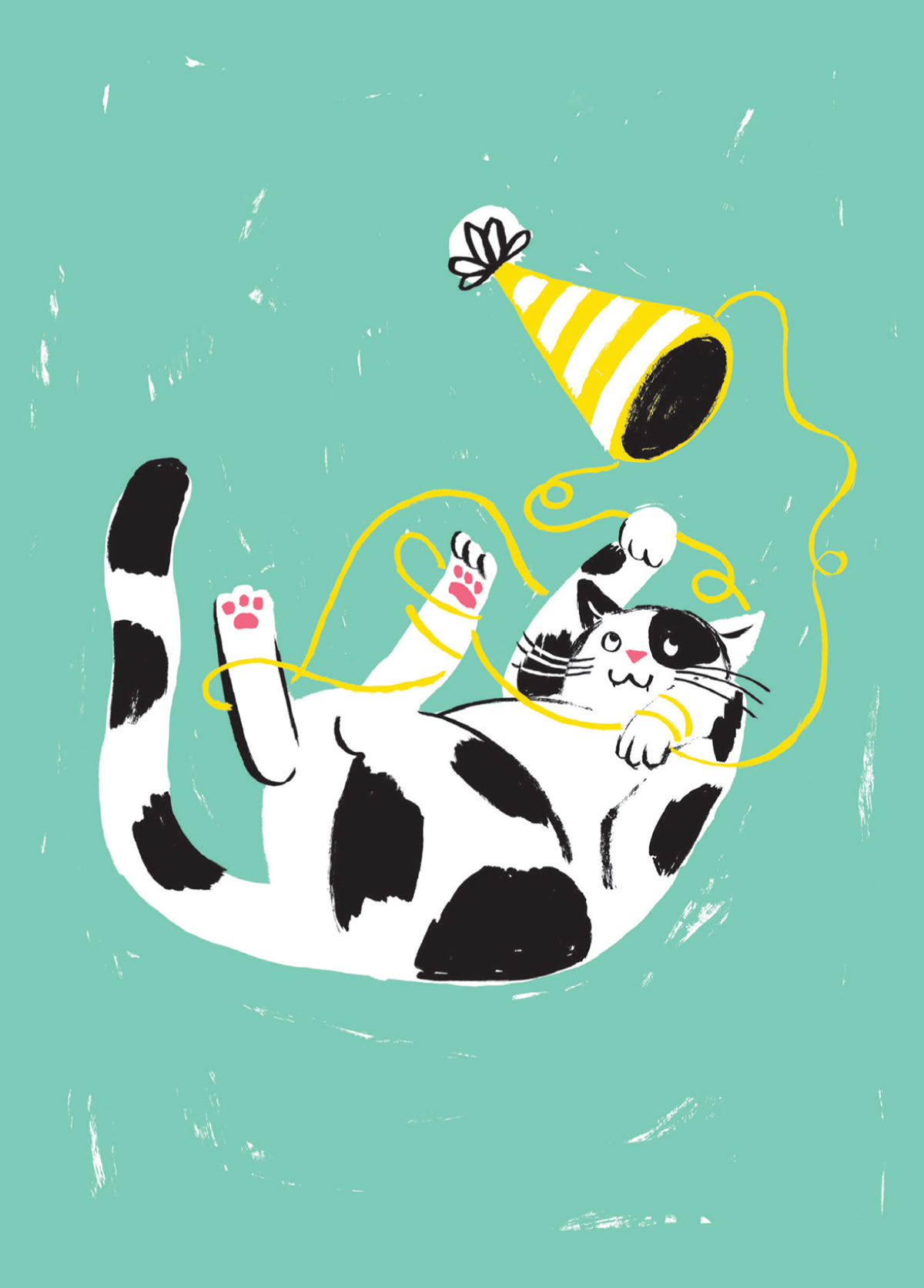 Gabrielle Lamontagne Paperole greeting card Carte de souhait fiesta Cat Chat anniverssaire Birthday fête souhait
