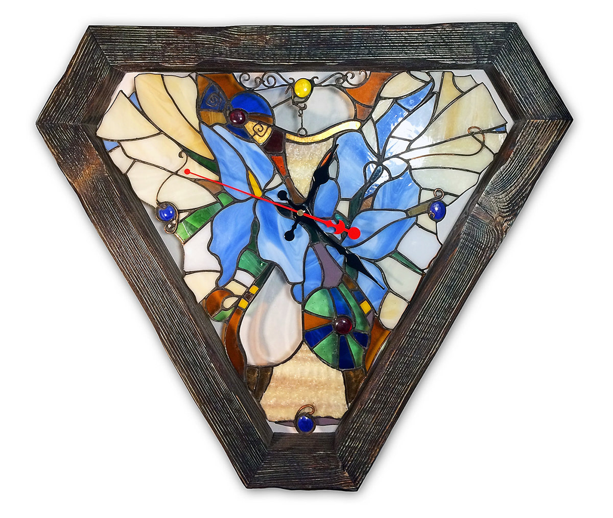 clock tiffany stained glass Aged wood