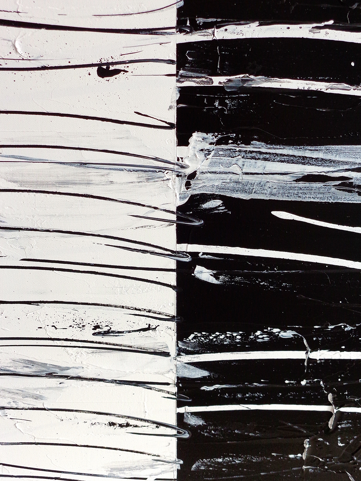 black White abstract contemporary modern art expressive pallet knife texture structure connected