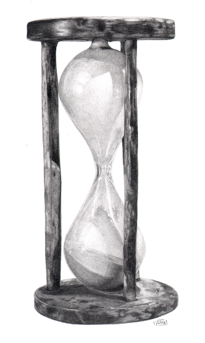 ILLUSTRATION  clock hourglass sundial egyptians Sumerians pocketwatch WALLCLOCK Drawing  pencil